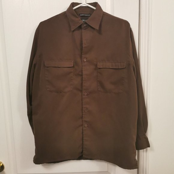 Men's Suede-Microfiber Long-Sleeve Button Up - Picture 1 of 8